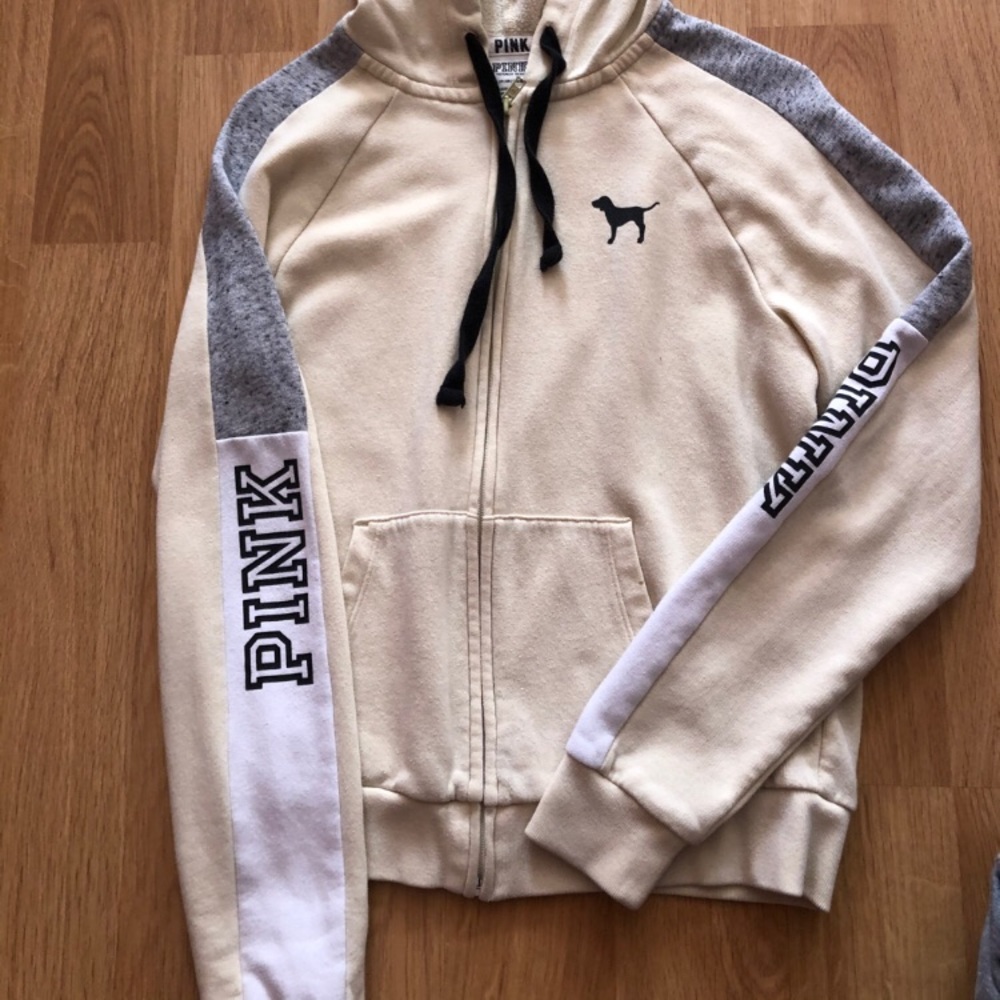 Yellow victorious secret pink zip up hoodie